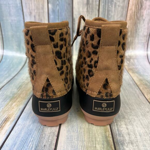 MarleyLilly Animal Print Rain Boots Size 13 Lace Up Winter Snow Boots - Picture 8 of 11